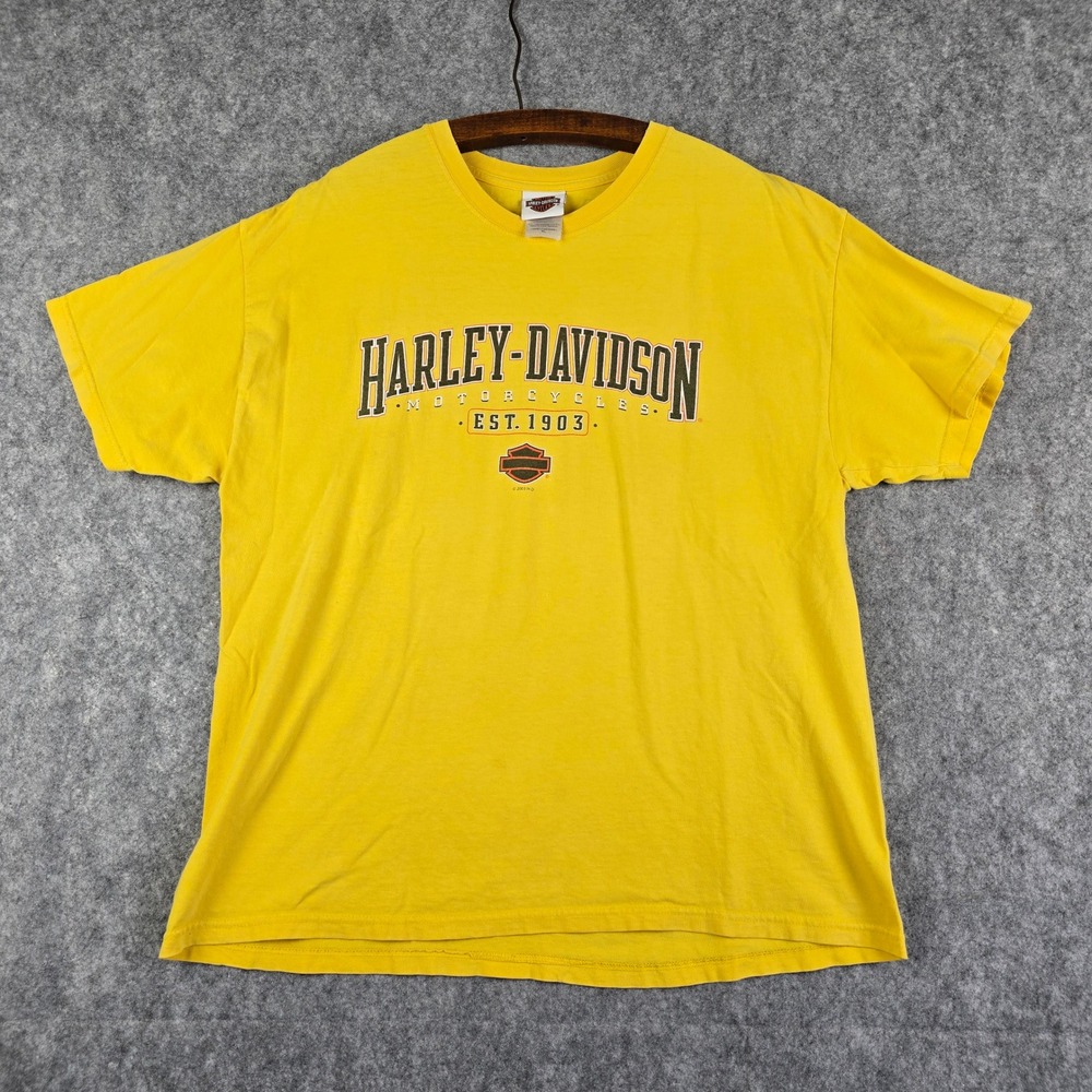 Harley Davidson Jackson Hole Wyoming T-Shirt Mens XL Yellow Vintage 2005 Graphic